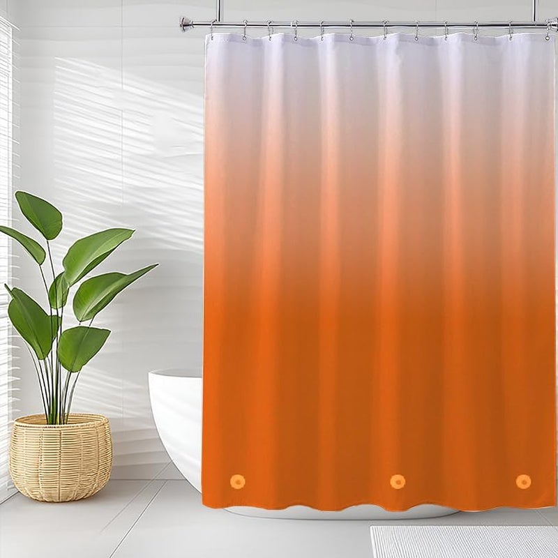 TIKABC Shower Curtain Liner, 4G PEVA Shower Liner, Plastic Waterproof Shower Curtains, with Grommet Holes and 3 Magnetic Weights(Gradient Orange) - Image 1